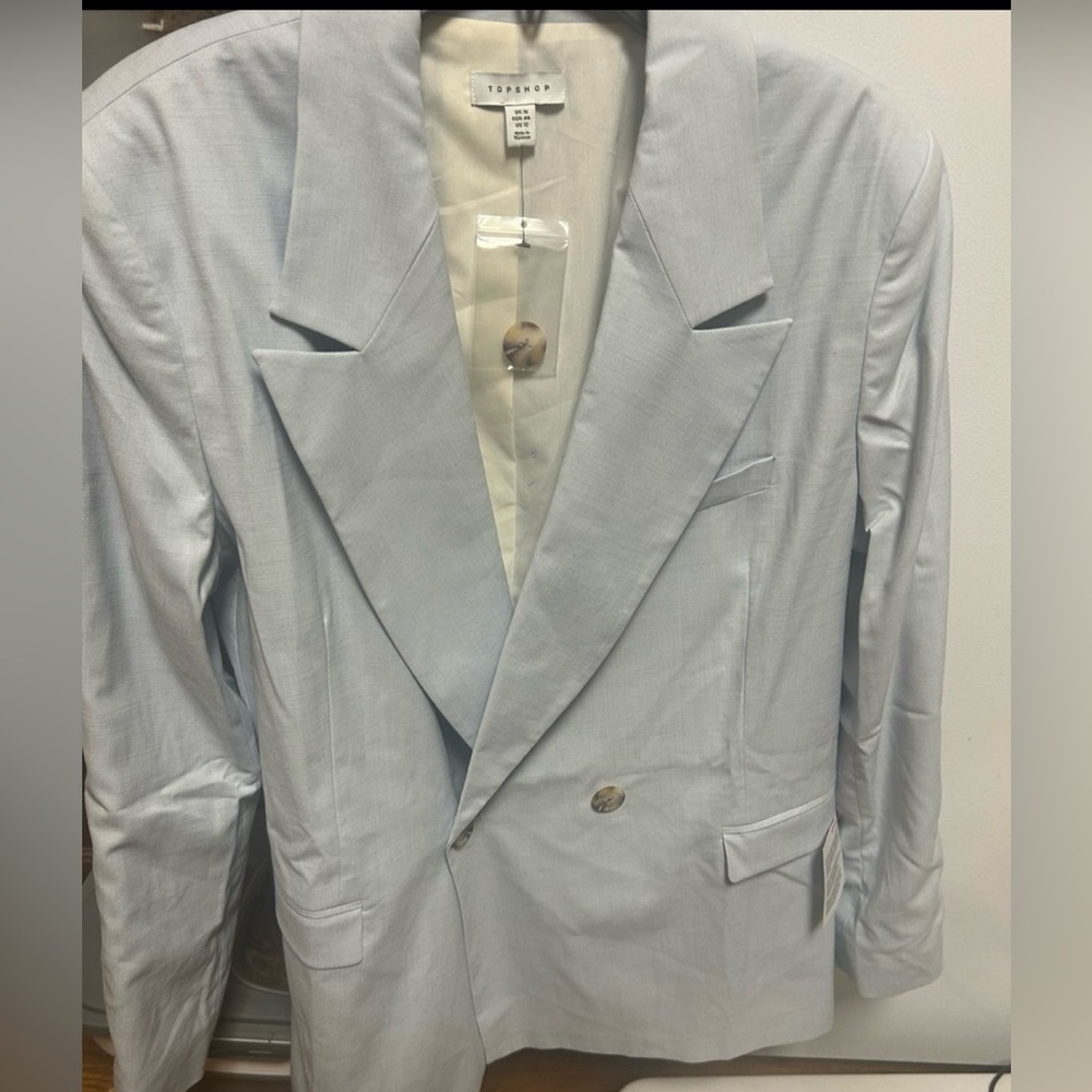 NWT Topshop powder Blue Double-Breasted , lined Blazer